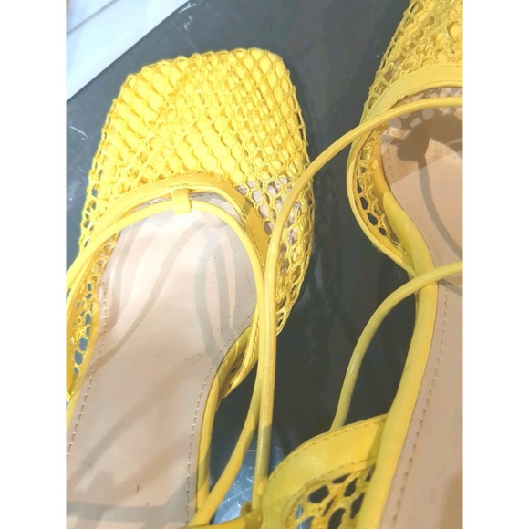 Pre-owned "Mixx Shuz" Square Toe Mesh Lace Up Cross-tied Sandals Size 10. - Picture 8 of 11